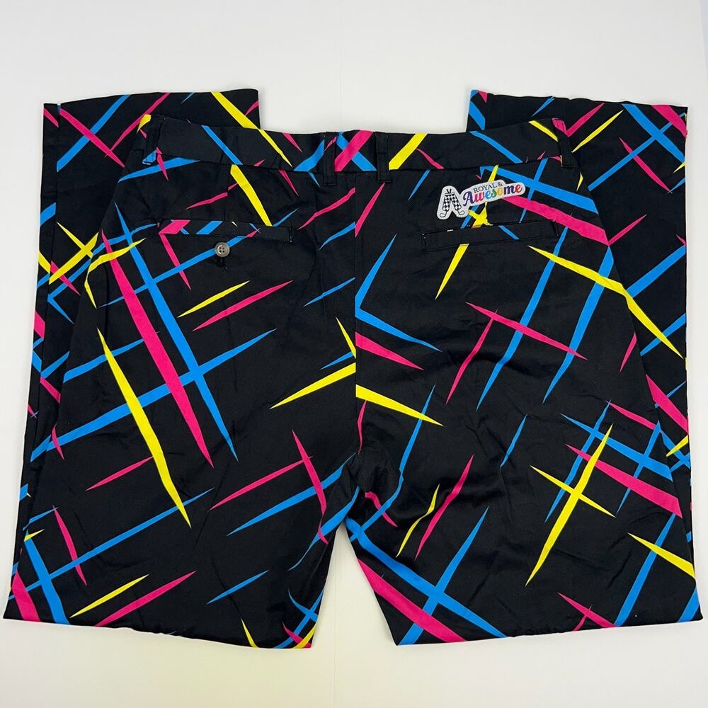 Royal and Awesome Par Tee Golf Pants Black Golfer Golfing Pockets Mens 38x30